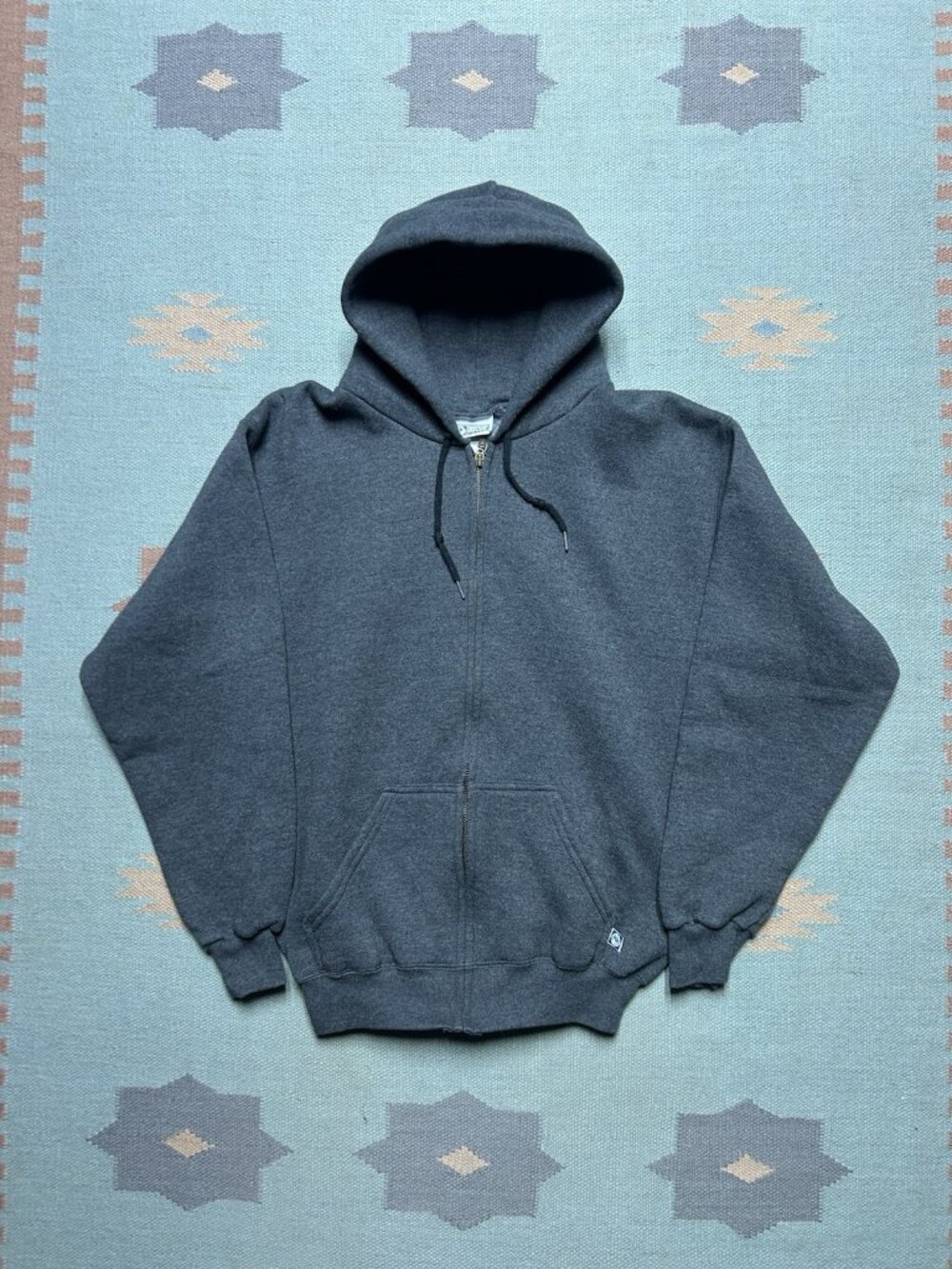 Vtg discus athletic hoodie sweatshirt full zip blank dark gray soft men’s medium